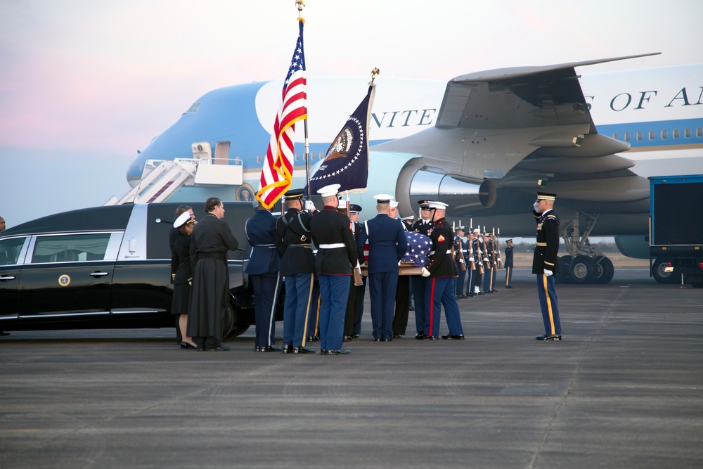 George H. W. Bush, the 41st President of the United States arrives at Ellington Field