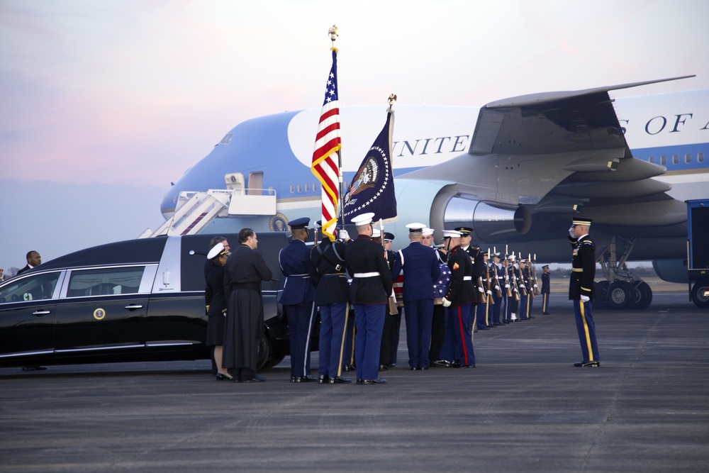 George H. W. Bush, the 41st President of the United States arrives at Ellington Field