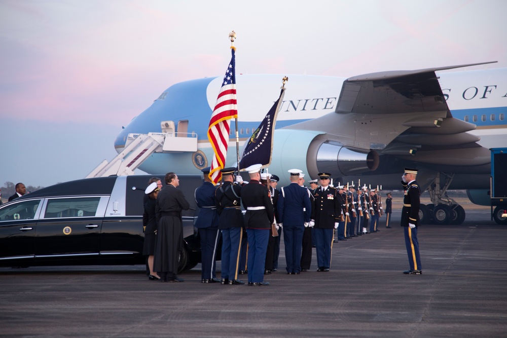 George H. W. Bush, the 41st President of the United States arrives at Ellington Field