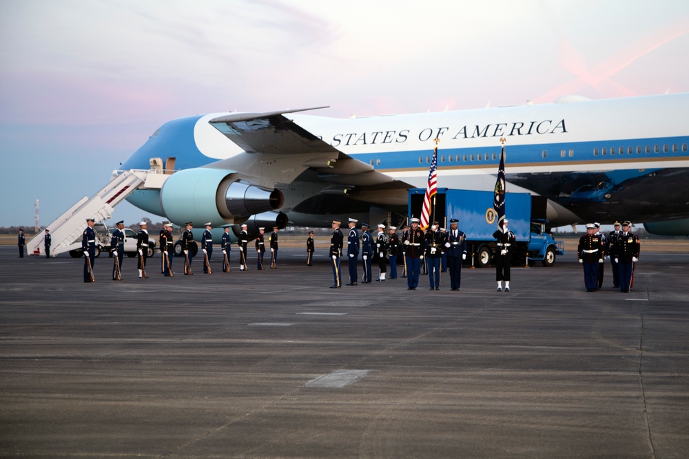 George H. W. Bush, the 41st President of the United States arrives at Ellington Field