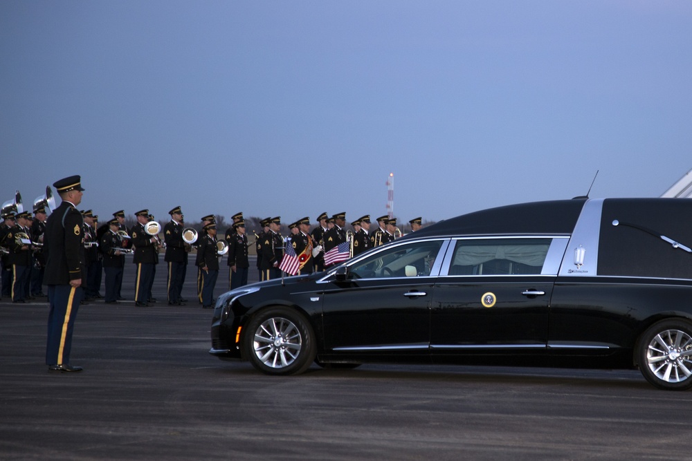 George H. W. Bush, the 41st President of the United States arrives at Ellington Field