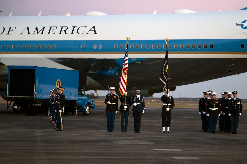 George H. W. Bush, the 41st President of the United States arrives at Ellington Field