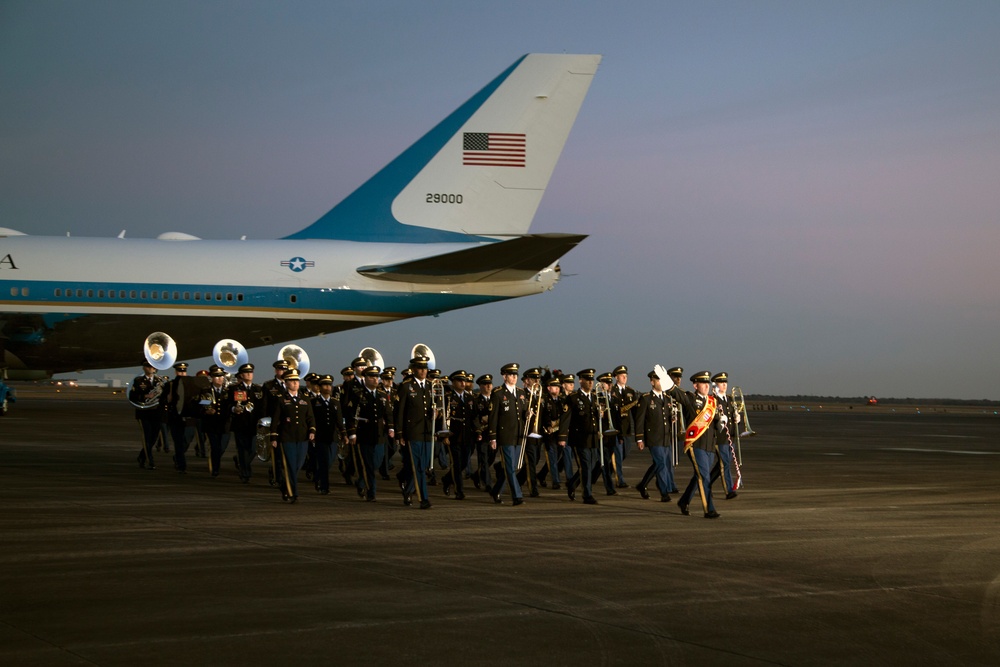 George H. W. Bush, the 41st President of the United States arrives at Ellington Field