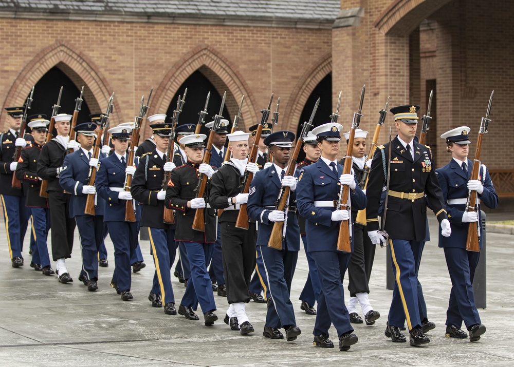 Honor Guard Marches at Presidential Funeral