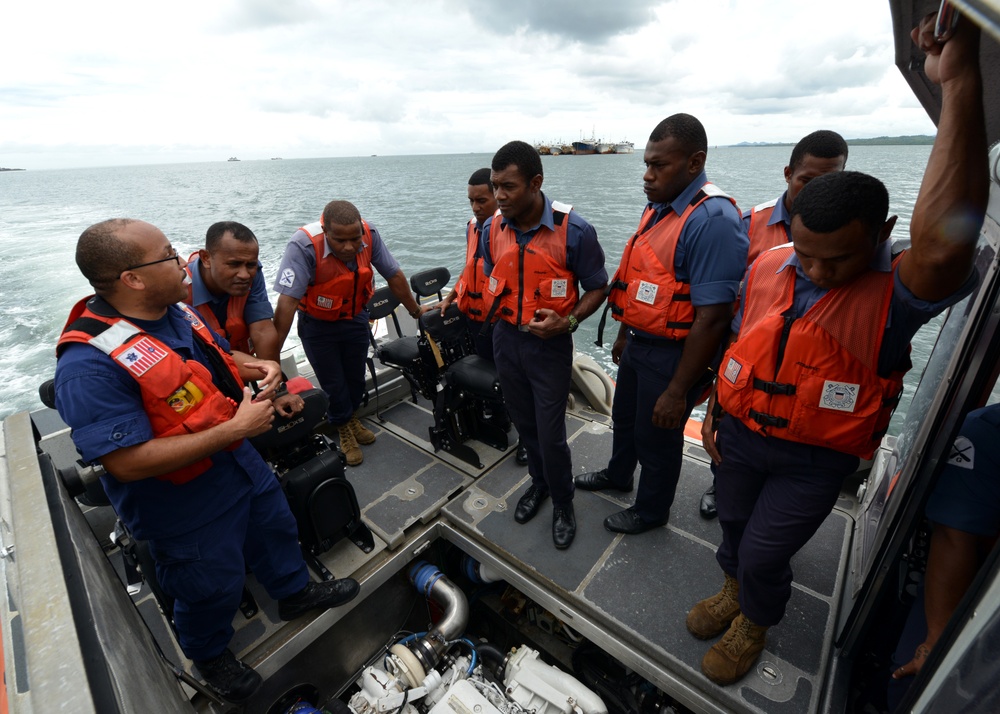 Coast Guard, Fijian navy hold press conference in Suva, Fiji