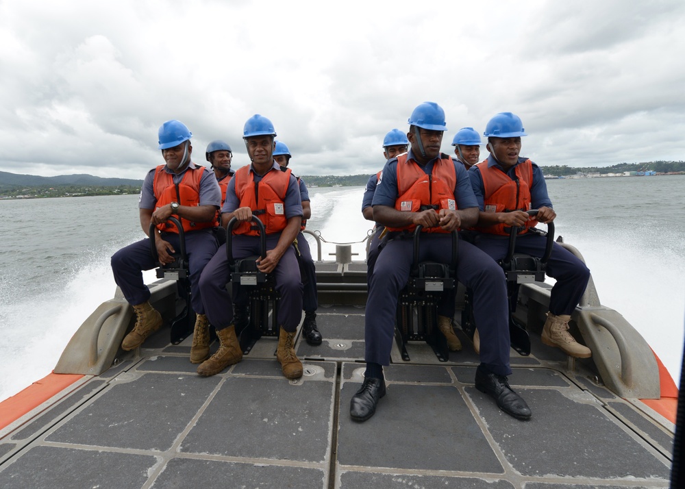 Coast Guard, Fijian Navy hold press conference in Suva, Fiji