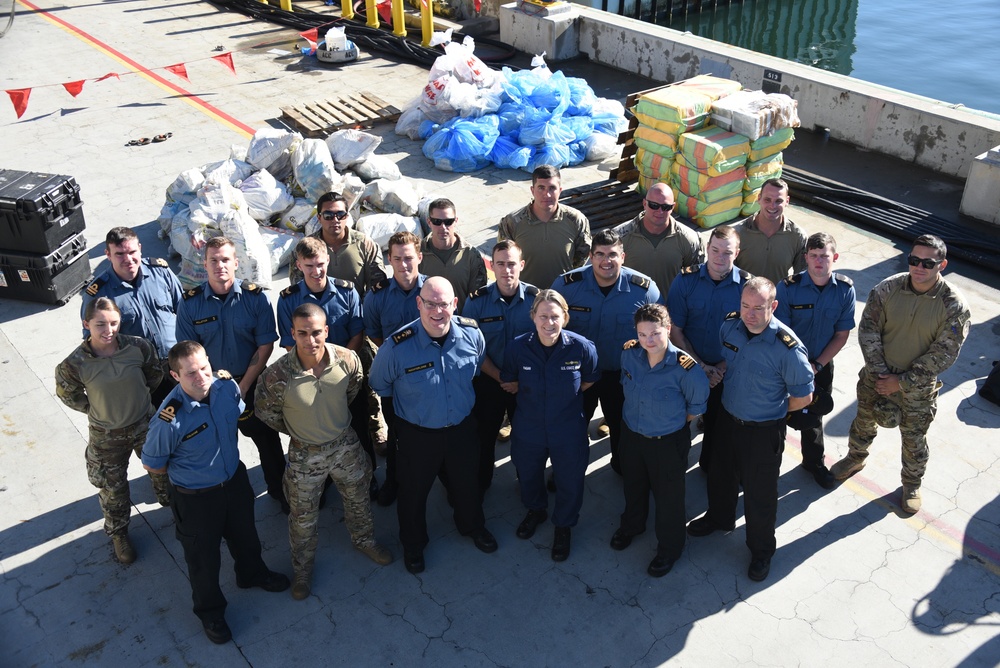 Coast Guard, Canadian Navy offload more than 5,100 lbs. of seized cocaine in San Diego