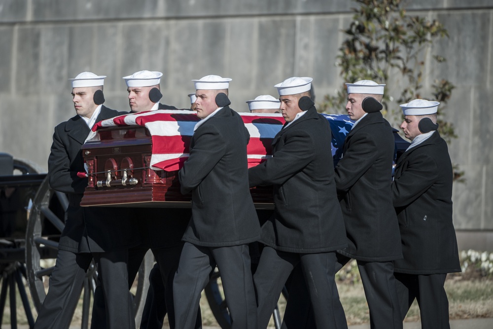 Military Funeral Honors with Funeral Escort for U.S. Navy Seaman 1st Class William Bruesewitz Who Died at Pearl Harbor