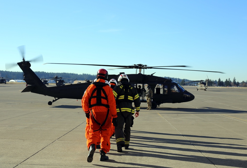 The Seattle Fire Department conducts training with the Washington National Guard