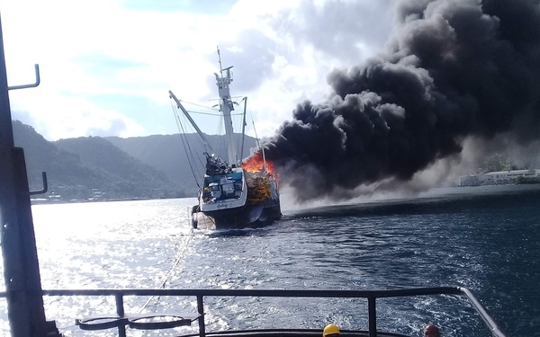 Commercial fishing vessel Jeanette under tow from Pago Pago