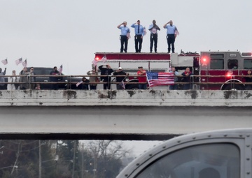 President H.W. Bush's Remains Escorted For Departure