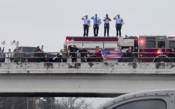 President H.W. Bush's Remains Escorted For Departure