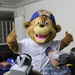 US Soldiers meet Chicago Cubs mascot at Camp Aachen