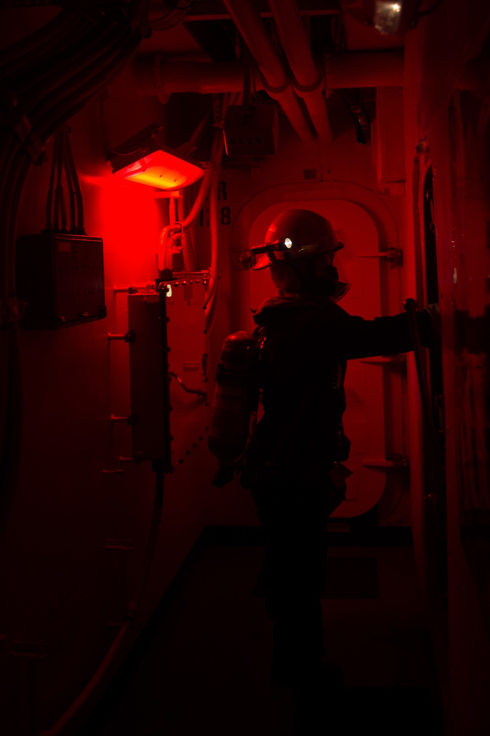 The aircraft carrier USS John C. Stennis (CVN 74) conducts a general quarters drill