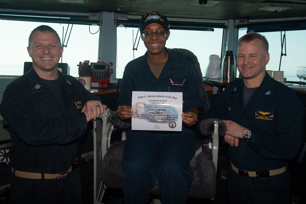 U.S. Navy Sailor receives Sailor of the Day award