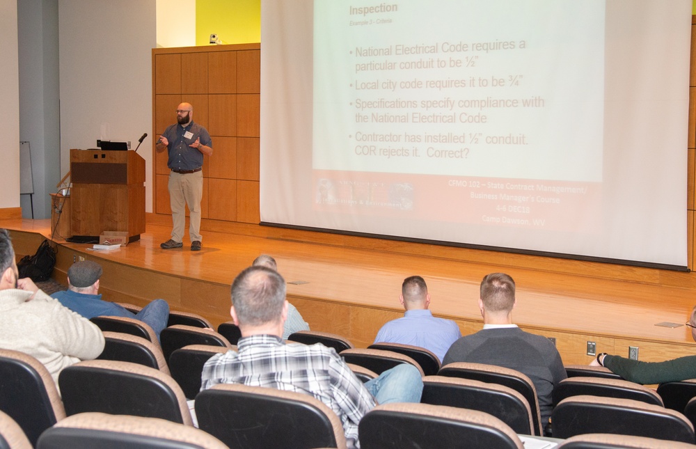 CFMO 102 course at Camp Dawson provides beneficial training on NGB contract management