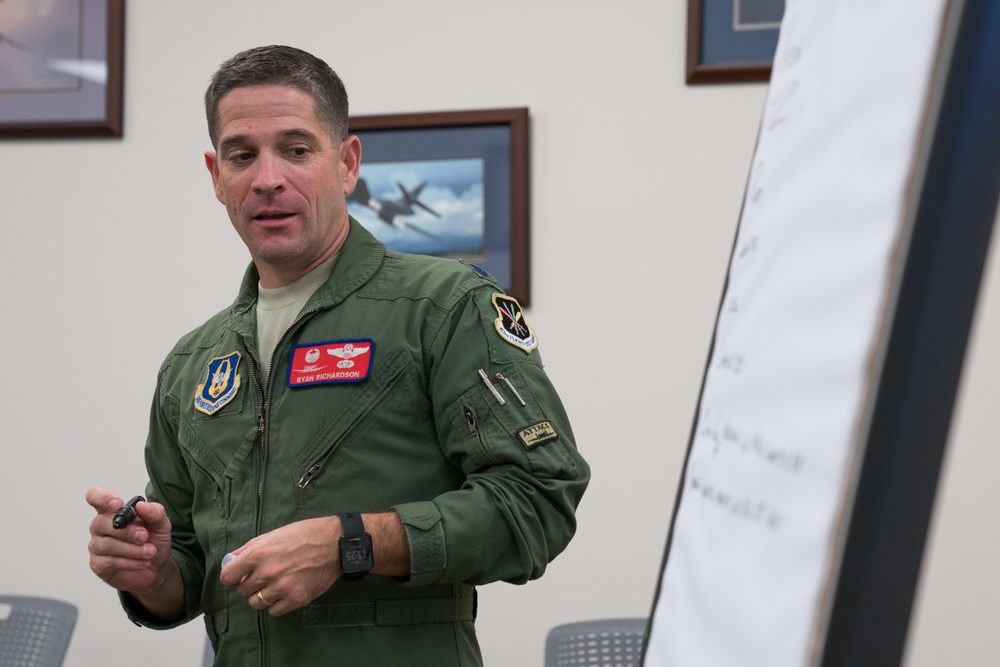 Squadron commander reviews strategic alignment ideas