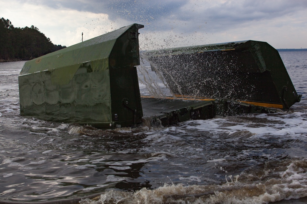 8th Engineer Support Battalion builds an improved ribbon bridge to support 2nd MarDiv