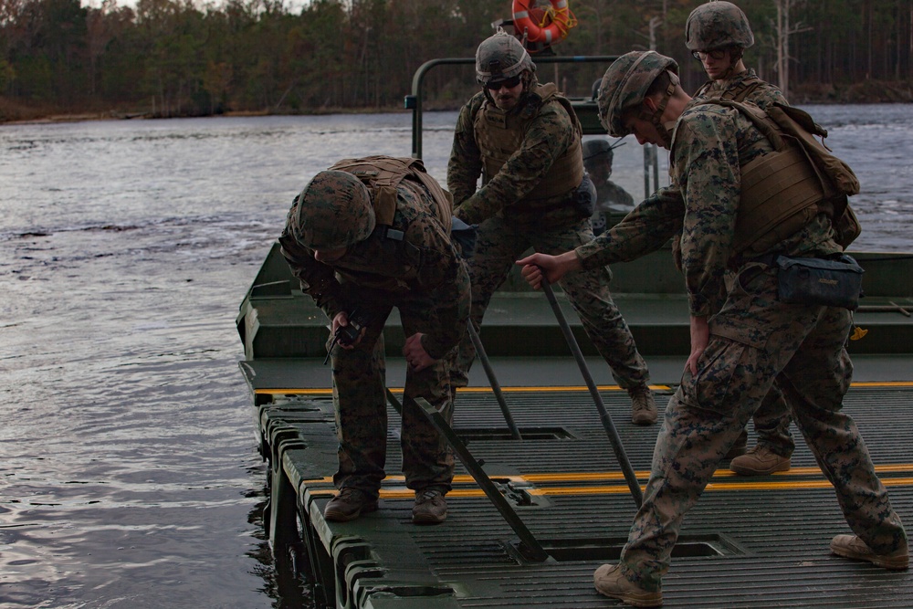 8th Engineer Support Battalion builds an improved ribbon bridge to support 2nd MarDiv