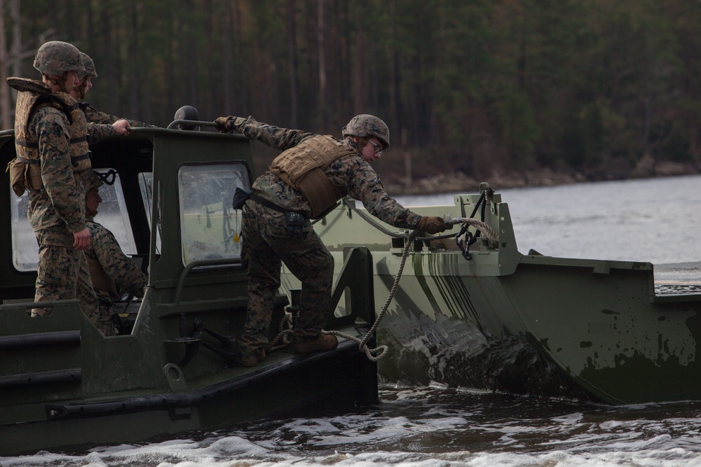 8th Engineer Support Battalion builds an improved ribbon bridge to support 2nd MarDiv