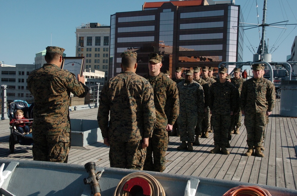 Naval Museum hosts a promotion ceremony for Marine Air Control Squadron 24