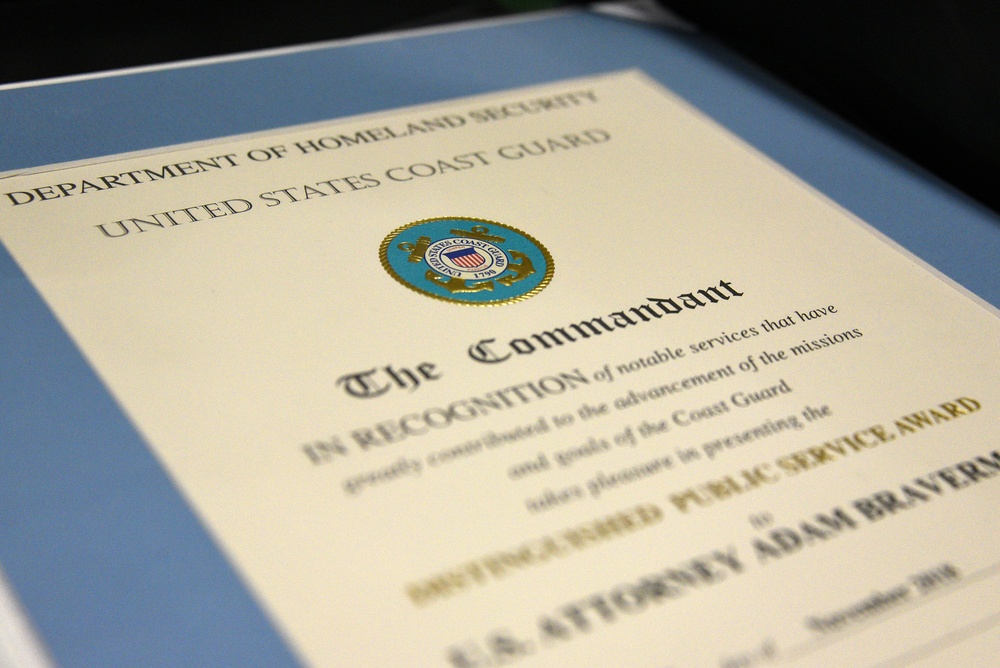 U.S. Attorney Braverman receives the Coast Guard Distinguished Public Service Award