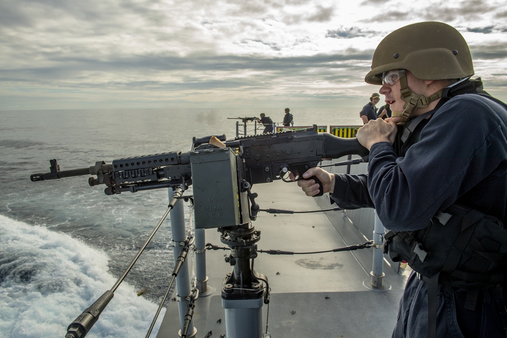 Sailors Fire Weapons Aboard USS Michael Monsoor