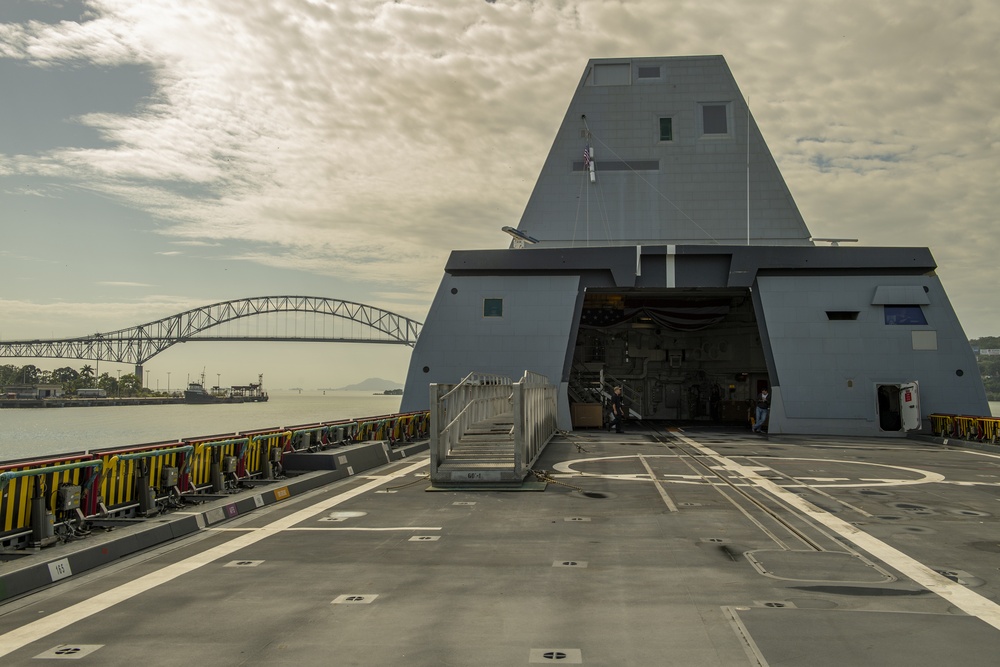 USS Michael Monsoor Approaches Bridge of the Americas
