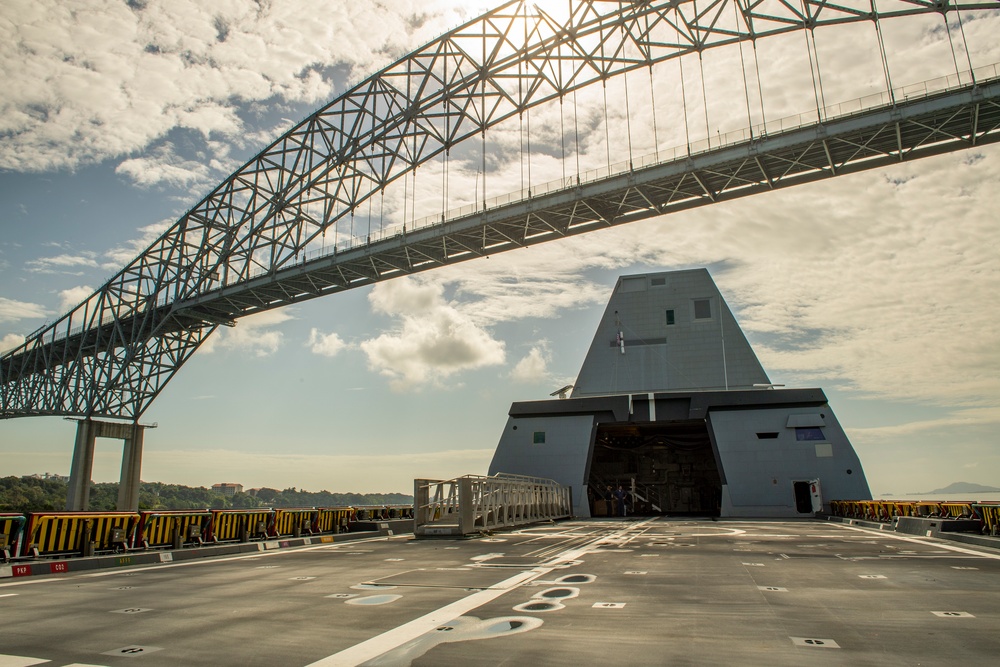 USS Michael Monsoor Transits Underneath Bridge of the Americas