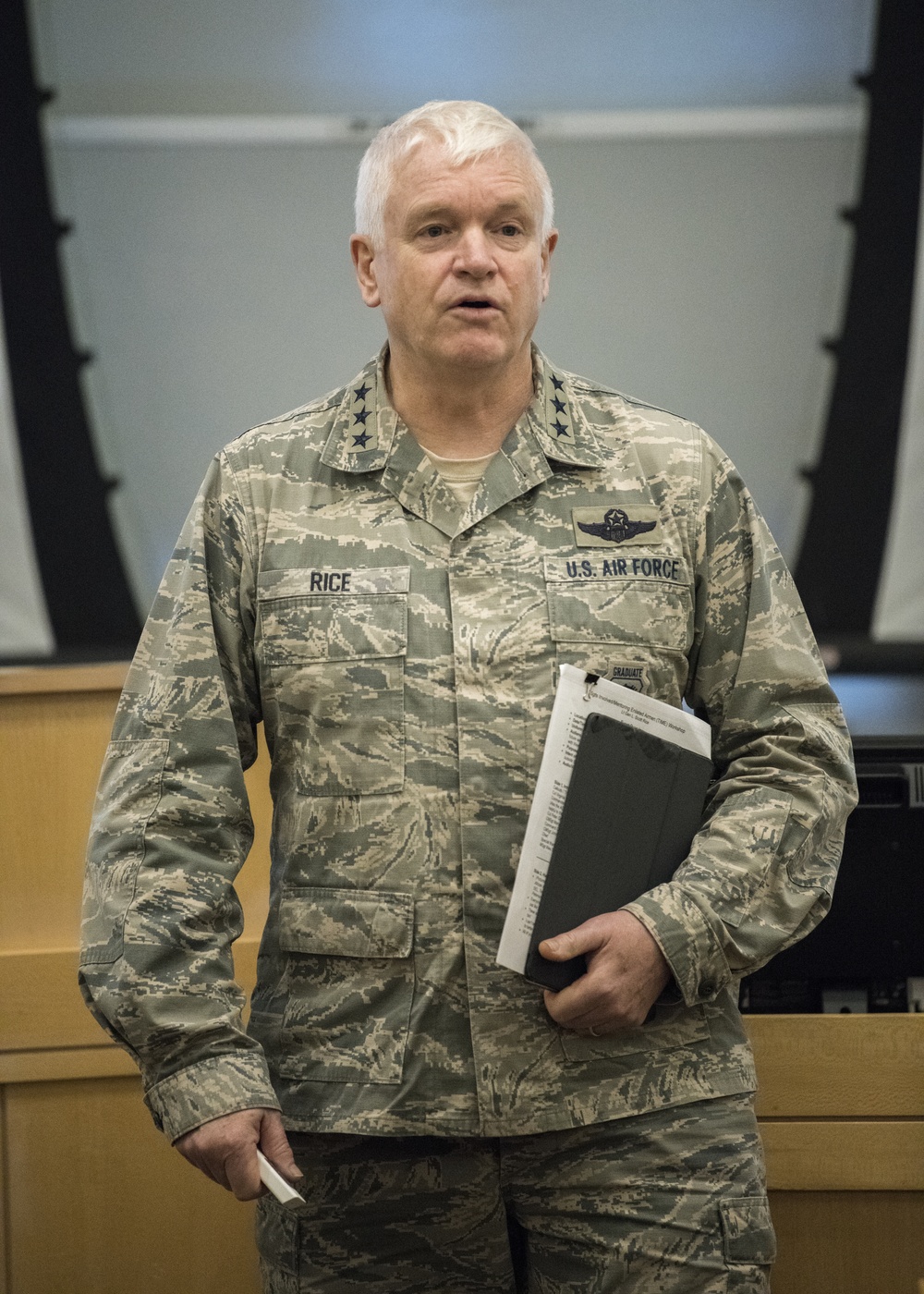 Air National Guard director communicates with Airmen during leadership workshop