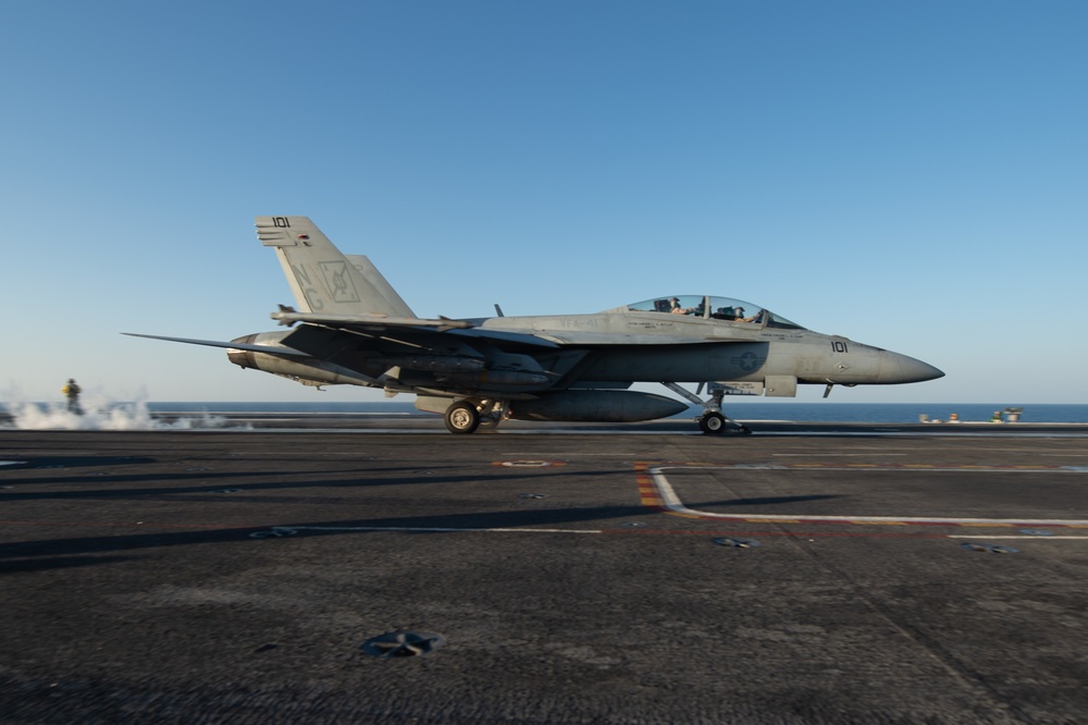The aircraft carrier USS John C. Stennis (CVN 74) conducts flight operations