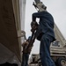 Contractors prepare the special access program facility (SAPF) to be moved onto the flightline