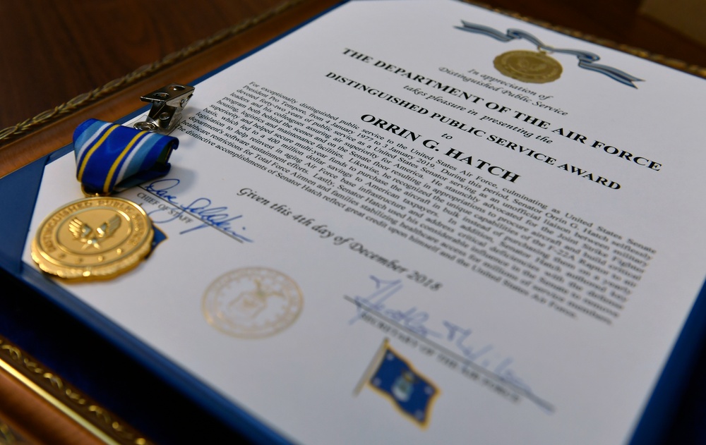 Secretary of the Air Force Heather Wilson, Senator Orrin Hatch, Distinguished Public Service Award