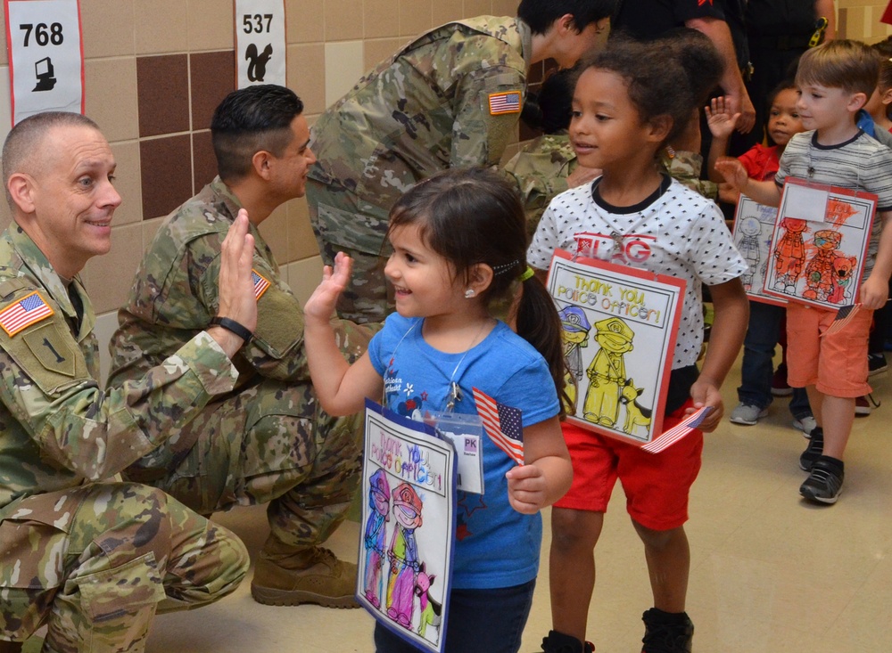 Saegert Elementary School students and CRDAMC Soldiers honor anniversary of 9/11 with Freedom Walk