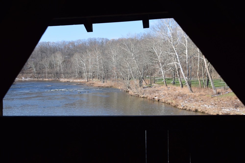 View of the Grand River through the Harpersfield Bridge