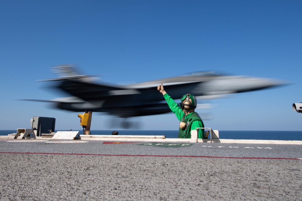 The aircraft carrier USS John C. Stennis (CVN 74) conducts flight operations