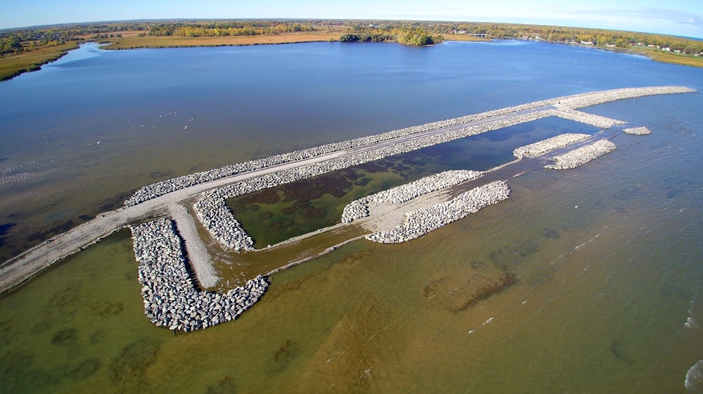 Aerial view of the Braddock Bay barrier beach