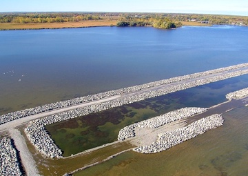Aerial view of the Braddock Bay barrier beach
