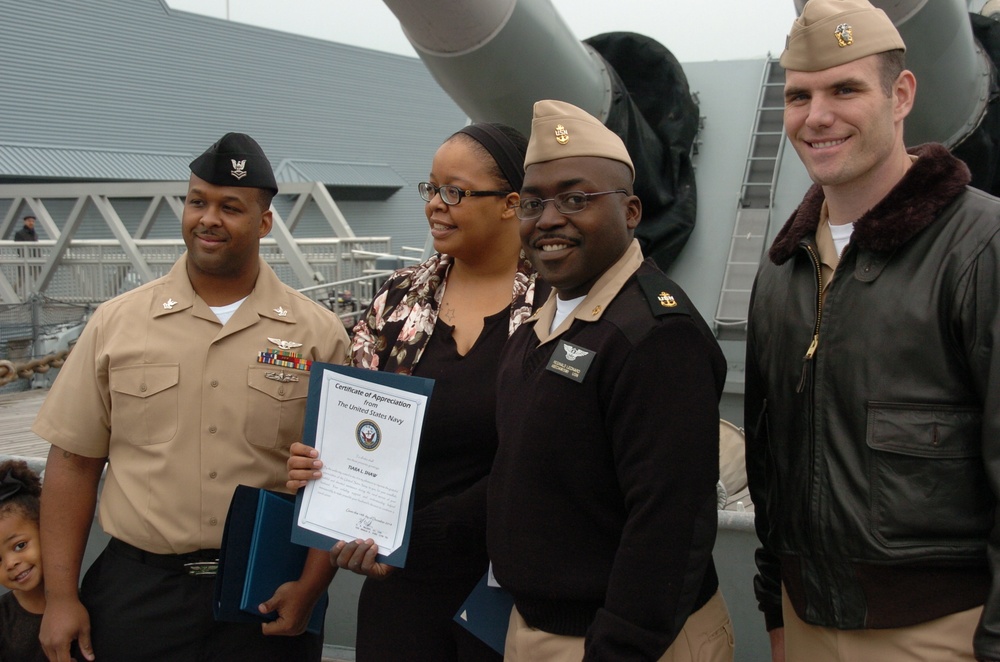 A re-enlistment aboard the USS Wisconsin (BB 64)