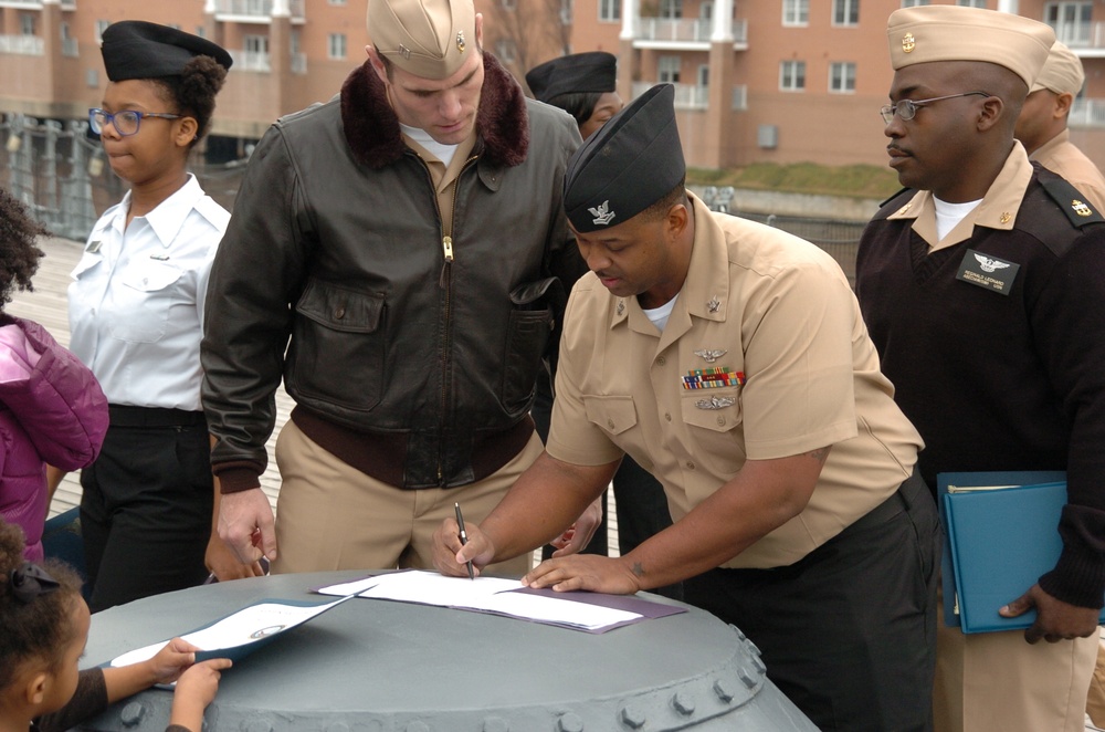 Afternoon re-enlistment aboard the USS Wisconsin (BB 64)