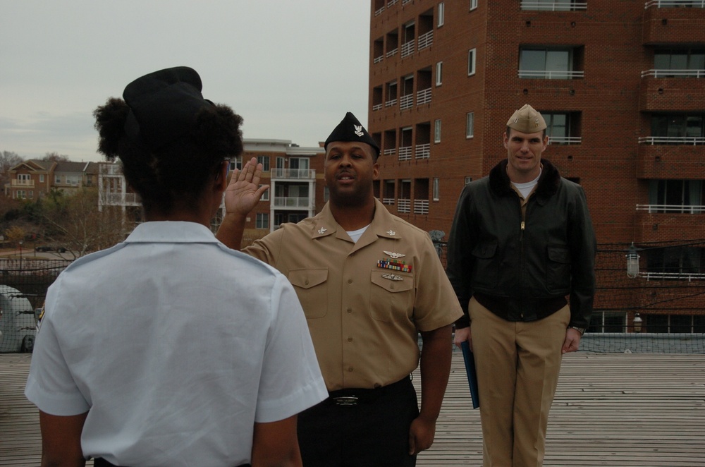 Re-enlistment aboard the USS Wisconsin (BB 64)
