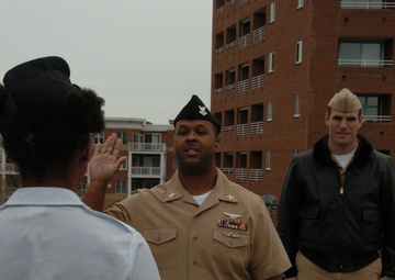 Father and Daughter share a touching moment aboard the USS Wisconsin (BB 64)