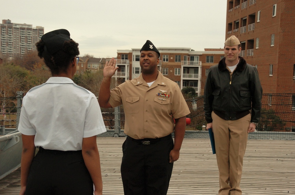 Re-enlistment aboard the USS Wisconsin (BB 64)