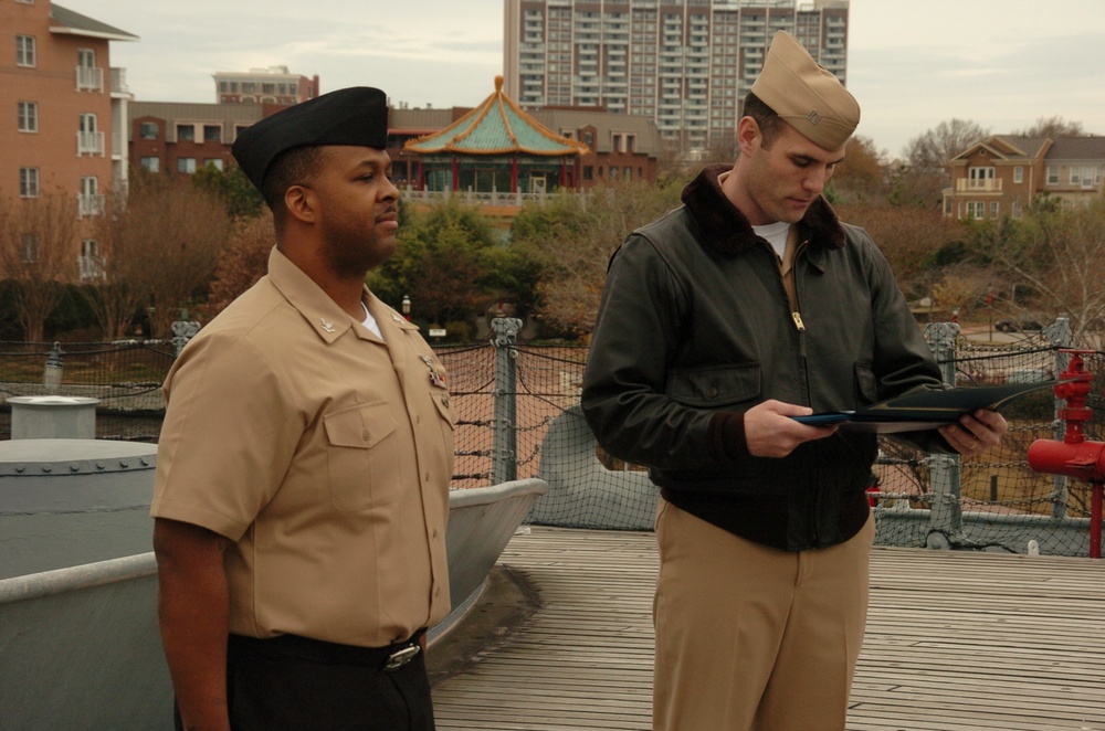 Re-enlistment aboard the USS Wisconsin (BB 64)