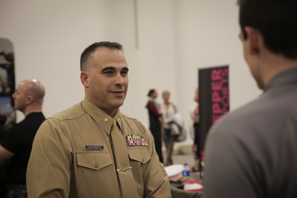 Marines engage with coaches at AVCA