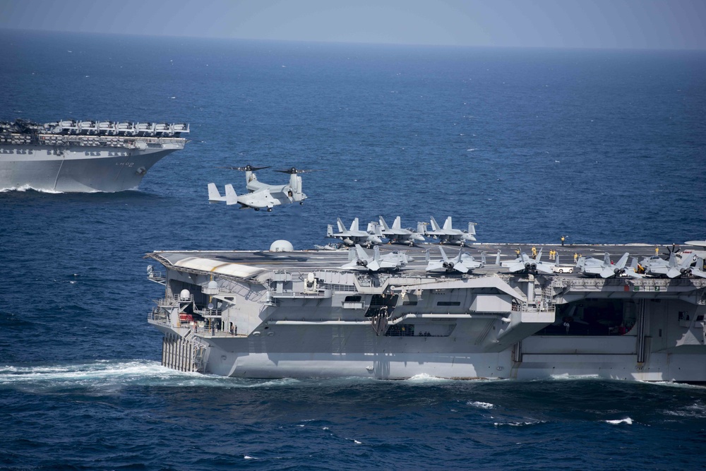 The John C. Stennis Strike Group, the Essex Amphibious Readiness Group and the 13th Marine Expeditionary Unit conduct integrated operations
