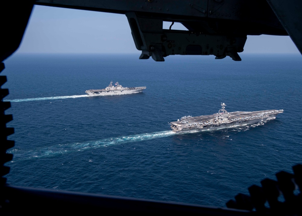 The John C. Stennis Strike Group, the Essex Amphibious Readiness Group and the 13th Marine Expeditionary Unit conduct integrated operations