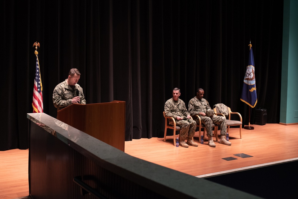 Commander Matthis speaks to his new command