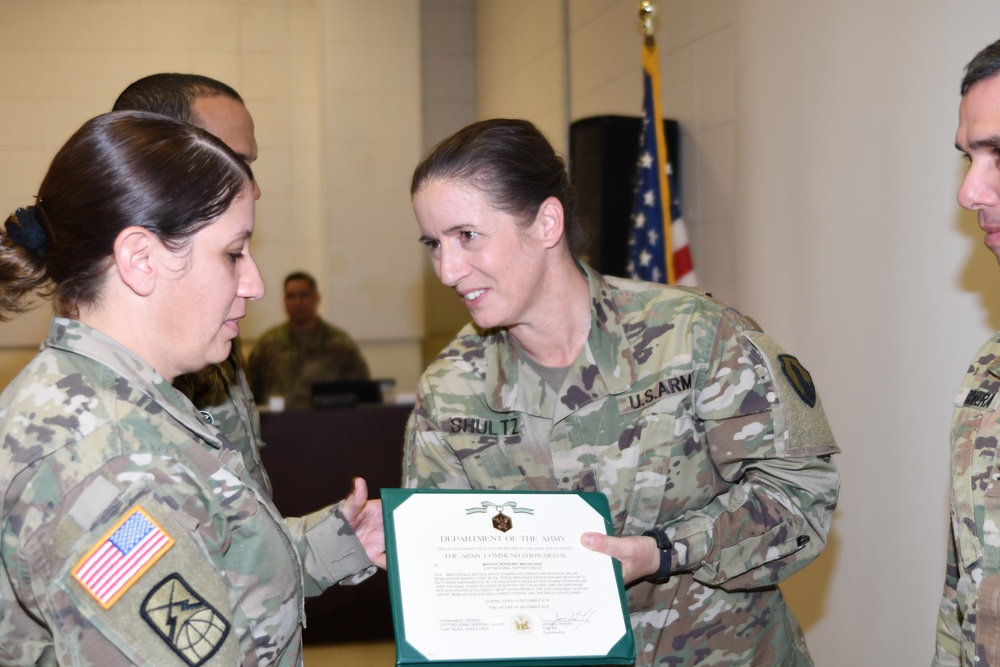 1st MSC commanding general meets, awards 210th RSG Soldiers