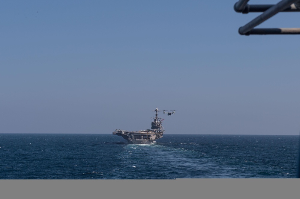 An MV-22 Osprey, assigned to Marine Medium Tiltrotor Squadron (VMM) 166 (Reinforced)